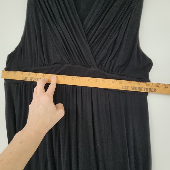 Soma Maxi Dress sz XXL Black White Stripe Sleeveless V Neck Criss‎ Cross Waist - Picture 5 of 11